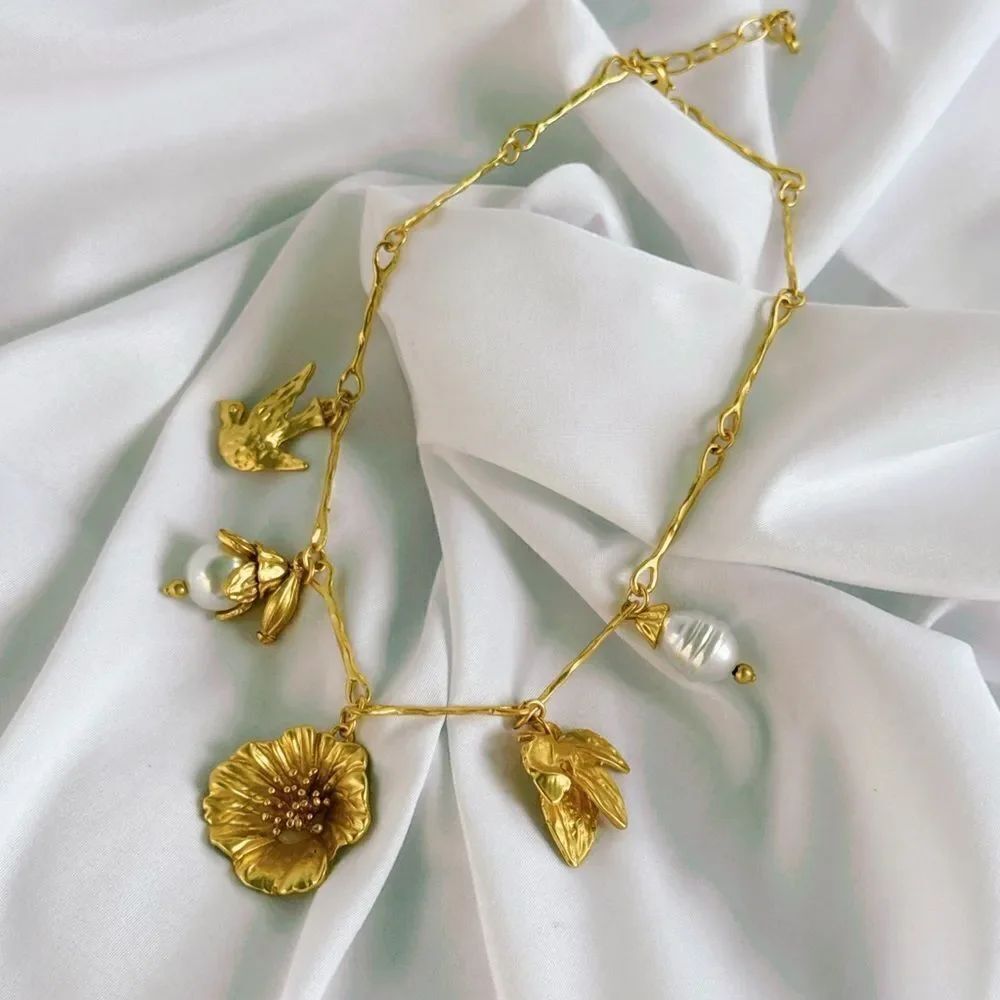 bohemian flower necklace A622